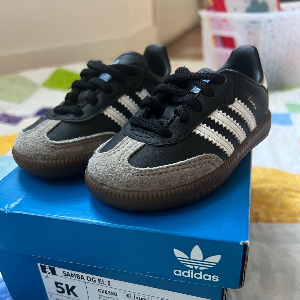 Adidas Toddler Samba Black Sneakers, 5